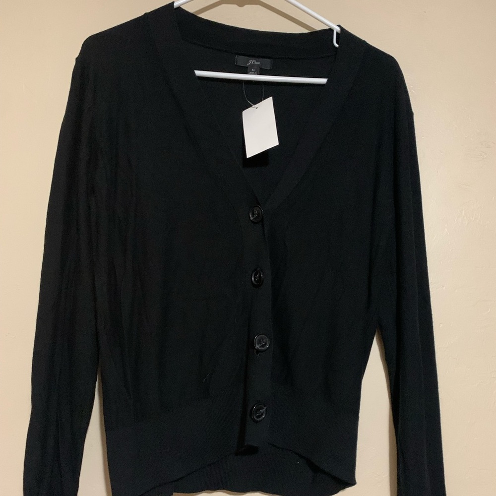 Black V-Neck Long Sleeve Button Down Cardigan NWT